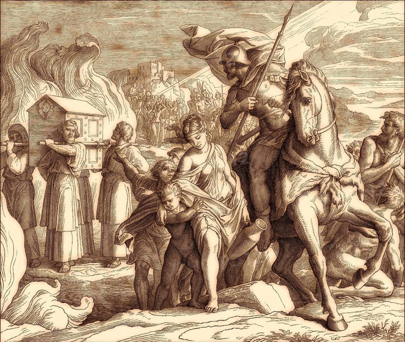 Crossing the Jordan, Old Testament, by Julius Schnorr von Carolsfeld, 1860