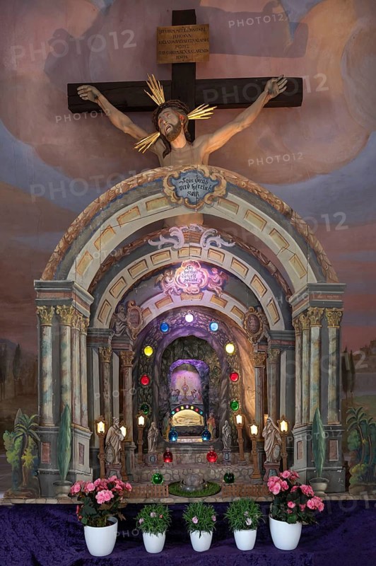 Miniature replica of a Holy Sepulchre in the chapel at the parish church of the Assumption of the Virgin Mary, Thaur, district of Innsbruck, Tyrol, Austria