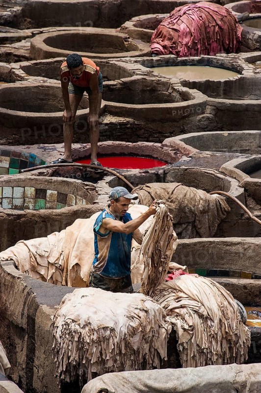 Chouwara tanning and dyeing district, Fez El Bali, Medina, UNESCO World Heritage Site, Fez, Morocco