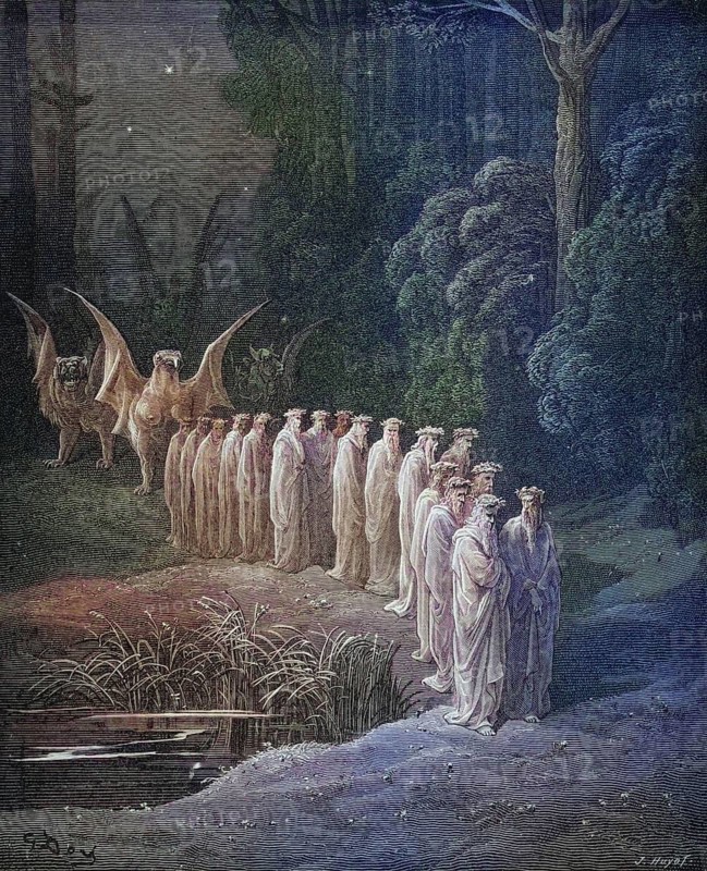 Illustration for Purgatorio by Dante Alighieri Canto, by Gustave Dore 1832-1883, French artist, Inferno, Hell, Paradise, Angels, Damnation, Historical, digitally restored reproduction from a 19th century original, Record date not stated