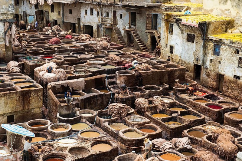Chouwara tanning and dyeing district, Fez El Bali, Medina, UNESCO World Heritage Site, Fez, Morocco