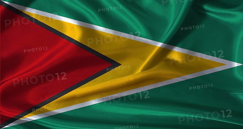 National flag of Guyana with cloth texture. Guyana flag with realistic texture background