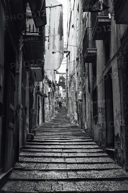 Steps in a narrow street of Naples, Italy