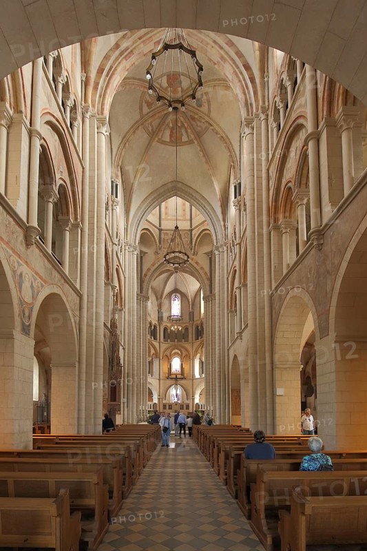 Interior view of the Romanesque, early Gothic cathedral in Limburg, Hesse, Germany