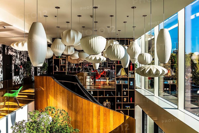 CitizenM Hotel lobby, modern design hotel, Rotterdam, the Netherlands