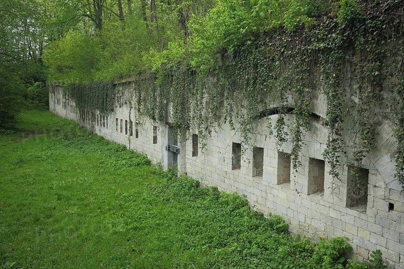 Historic Fort Weisenau built 1826-31 in the Volkspark in Mainz, Rhineland-Palatinate, Germany