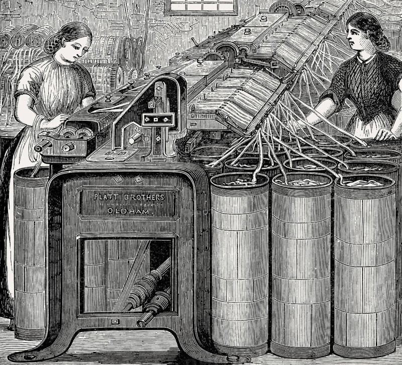 Cotton spinning at Walter Evans and Company, Derby, England, 19th century