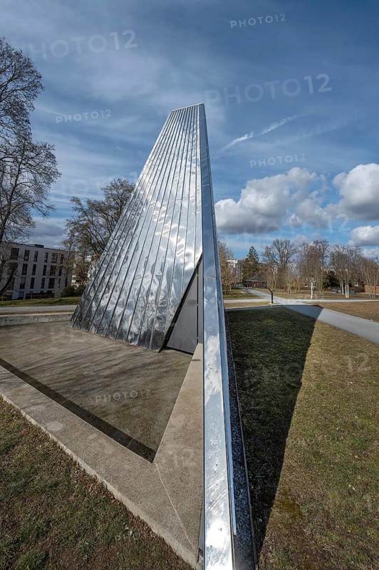 Modern church building, a sculpture in Hubland, new district on the site of the former American Leighton Barracks, Würzburg, Lower Franconia, Bavaria, Germany