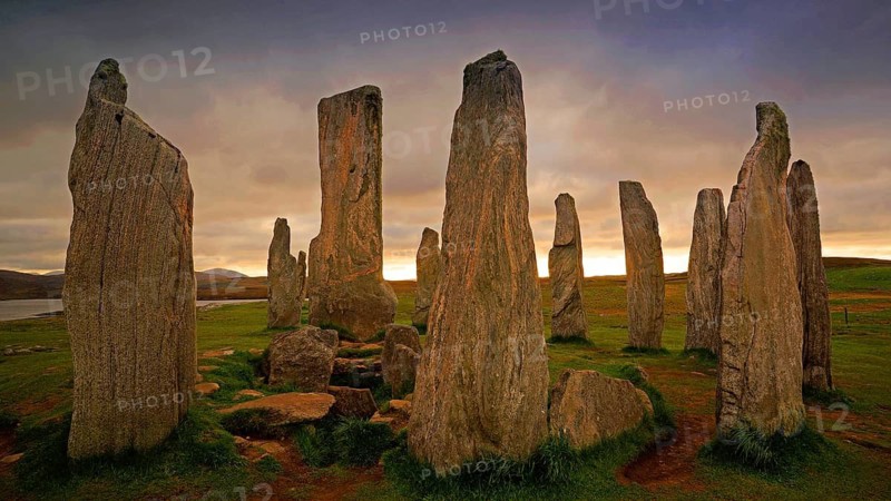Europe, Scotland, Great Britain, England, Isle of Lewis, sunset, evening mood, monoliths, callanish, standing stones if callanish