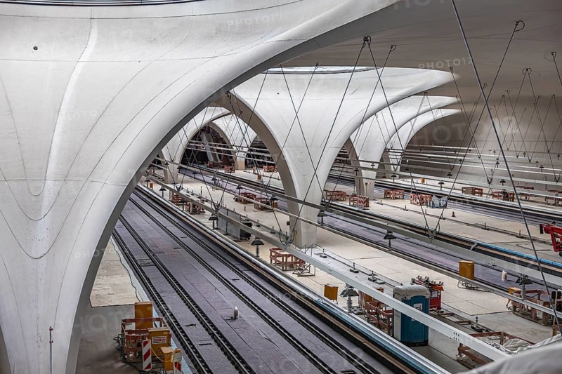 Open construction days at the new main train station. For three days, visitors can find out about the Stuttgart 21 billion-dollar project. View of the platform with tracks. 38 so-called chalice supports will support the roof of the new transit station. By Easter month, Werder is once again expecting around 80000 visitors. It is still unclear when the new transit station will open. The date has already been postponed several times. Stuttgart, Baden-Württemberg, Germany