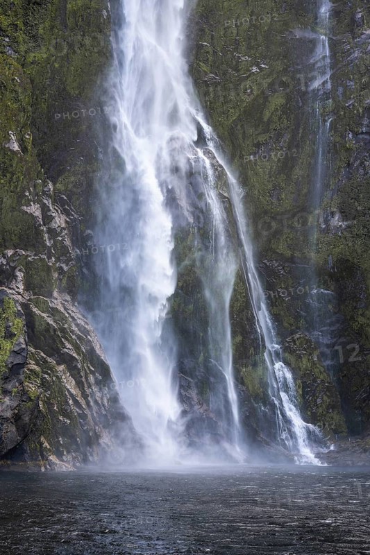 Stirling Falls Waterfall, Milford Sound, Fiordland National Park, Southland Region, South Island, New Zealand
