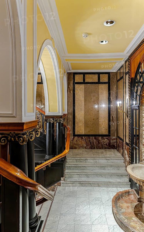 Historic interior design, staircase and corridor in the Hindenburghaus, Großer Burstah 31, Hamburg, Germany