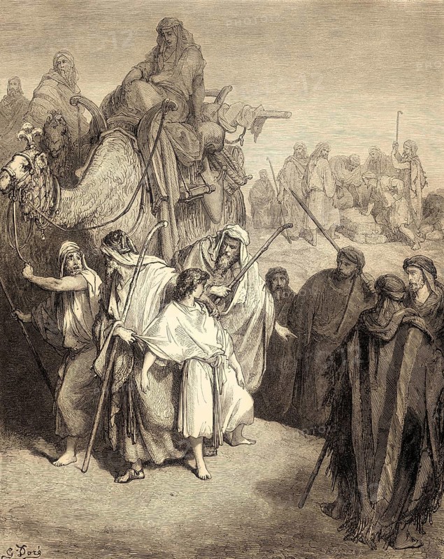 Joseph Is Sold by His Brothers, woodcut by Gustave Doré
