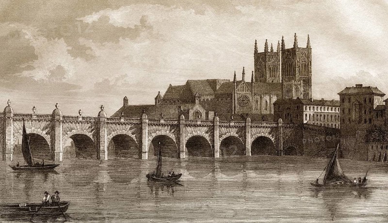 Westminster Bridge, bridge over the River Thames, 18th century, London, England, Great Britain