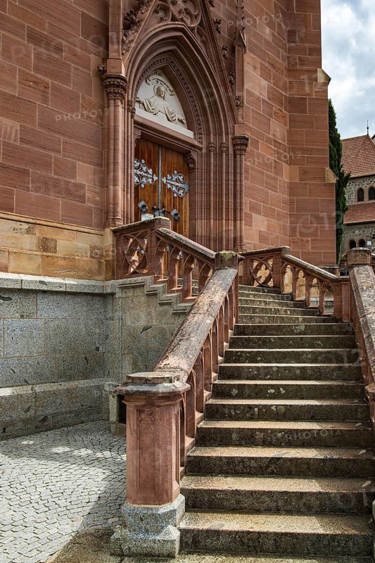 Picturesque cemetery and mausoleum of Archduke Johann on the church hill of Schenna above Meran, in Burggrafenamt, South Tyrol, Italy, for editorial use only, condition 15 June 2019