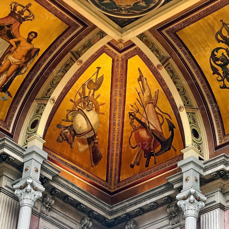 Palácio da Bolsa, neoclassical style stock exchange, ceiling detail, UNESCO World Heritage Site, Porto, Portugal