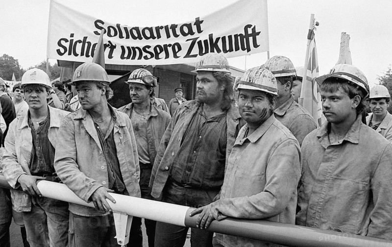 Kamen, DEU, 1992 - Miners demonstrate against job cuts in mining, Kamen, Germany
