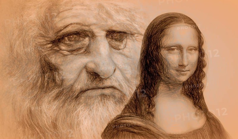 Leonardo da Vinci, 1452 - 1519, Italian painter, sculptor, architect and engineer, the painting la Gioconda, Mona Lisa, digitally edited