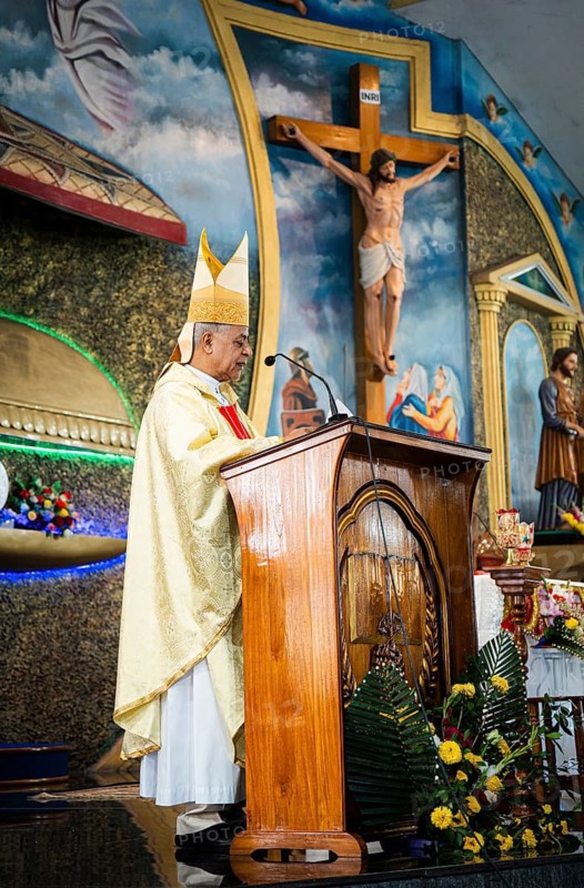Archbishop John Moolachira leads a prayer during a Christmas day sermon on December 25, 2024 in Guwahati, India. Christmas is a festive holiday celebrated on December 25th, marking the birth of Jesus Christ in Christian tradition.