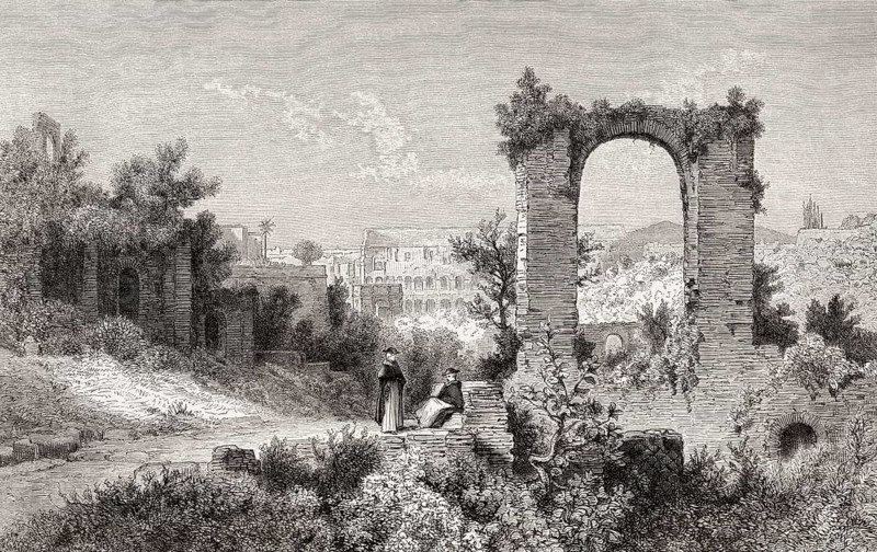 View from the Palatine Hill, Rome, Italy, 19th Century