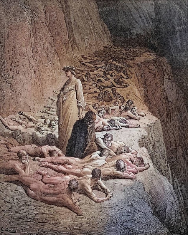 Illustration for Purgatorio by Dante Alighieri Canto by Gustave Dore 1832-1883, French artist, Inferno, Hell, Paradise, Angels, Damnation, Historical, digitally restored reproduction from a 19th century original, Record date not stated