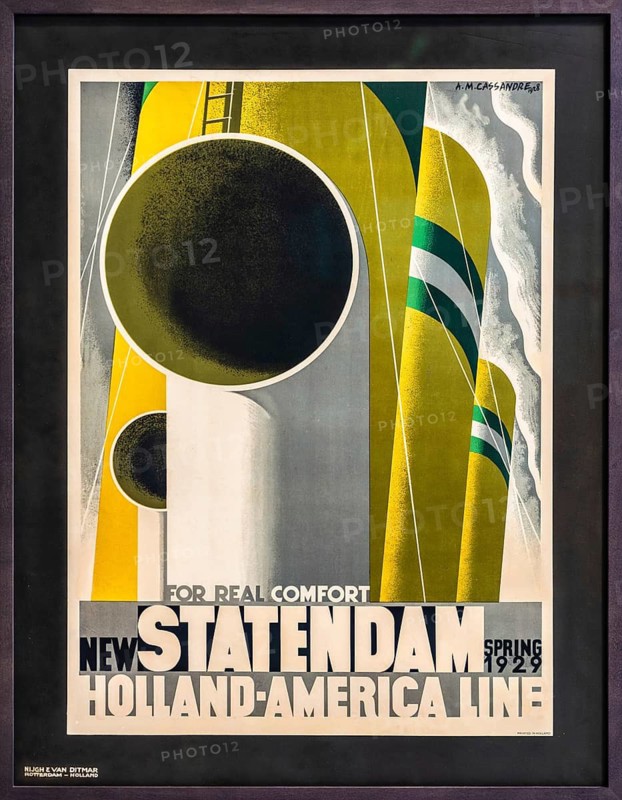 Poster for a passage from Rotterdam to America, 1929, FENIX, museum on the theme of migration, in a historic warehouse in Katendrecht, hub for emigrants overseas, Rotterdam, the Netherlands