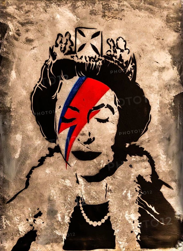 Banksy - Ziggy Stardust, homage and irony for the Diamond Jubilee of Queen Elizabeth II, 2012, Bristol, UK, exhibition The World of Banksy