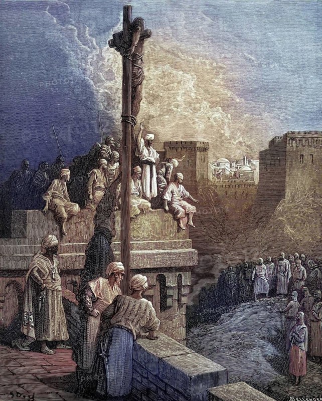 Gerard of Avesnes exposed on the walls of Arsuf First Crusade1096 1146, Historical, digitally restored reproduction from a 19th century original, Record date not stated