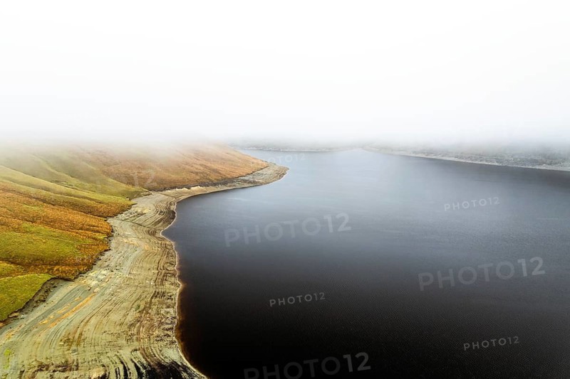 Autumn over Claerwen Dam, Claerwen Valley, Elan Valley Reservoir, Rhayader, Powys, Wales, UK