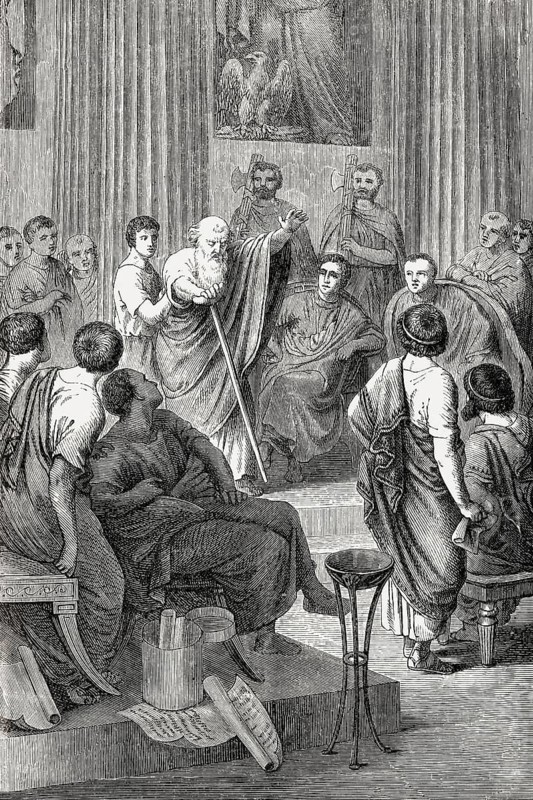 The famous speech of Appius Claudius Caecus in 279, against Cineas, an envoy of Pyrrhus of Epirus