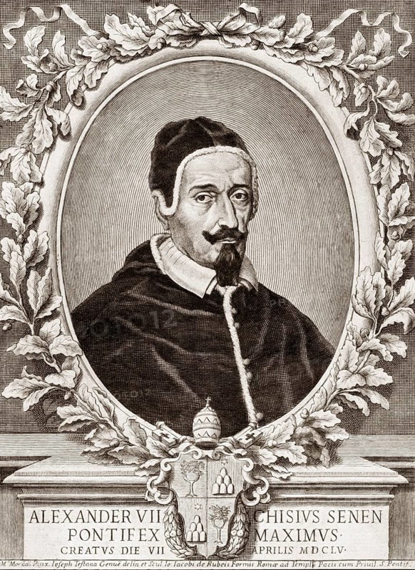 Pope Alexander VII, 1599, 1667, born Fabio Chigi, Pope from 1655 to 1667