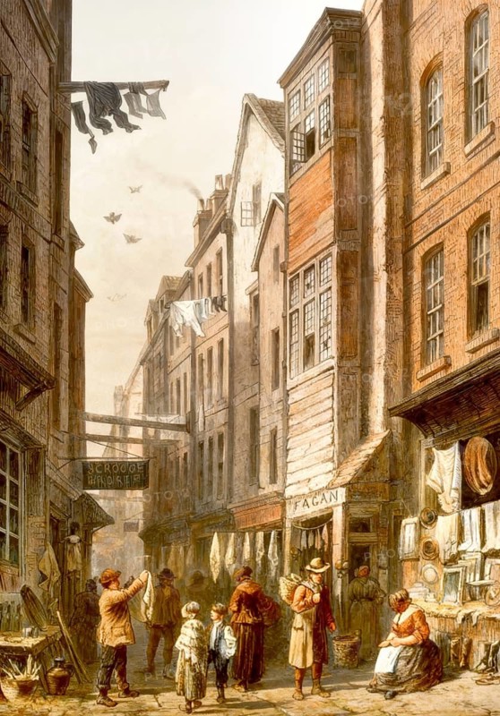 Field lane, London, England, 1840