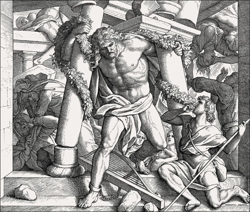 Death of Samson, Old Testament, by Julius Schnorr von Carolsfeld