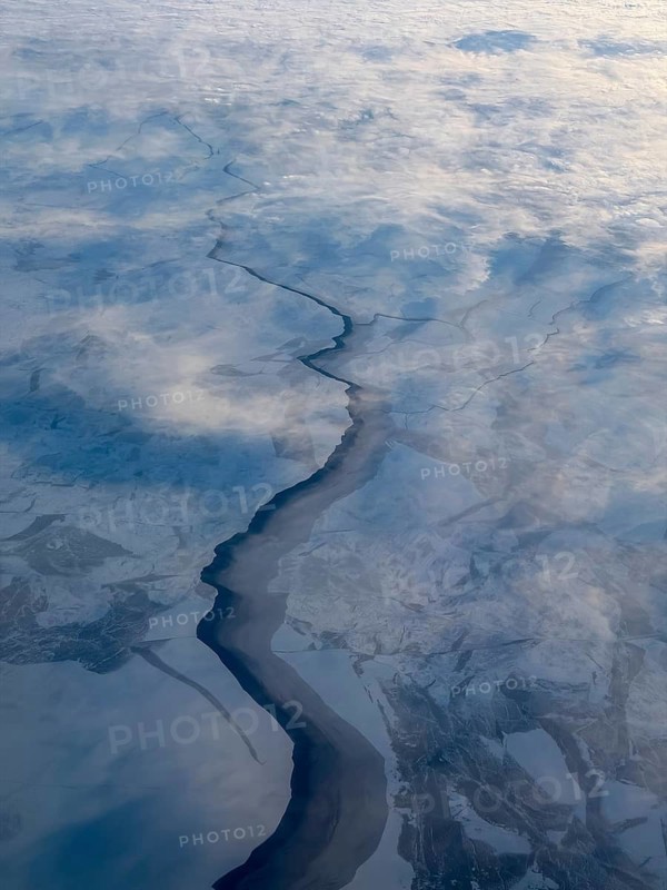 Structures in ice, frozen sea, Bothnia, aerial view, Gulf of Bothnia
