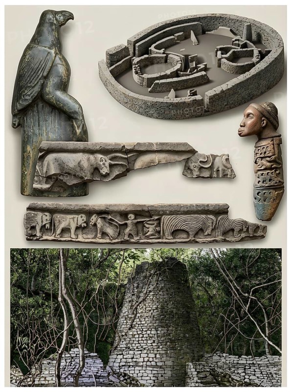 Art treasures from Zimbabwe around 1892, African art, folk art, symbolism, artwork, handicraft, historical illustration, digitally processed