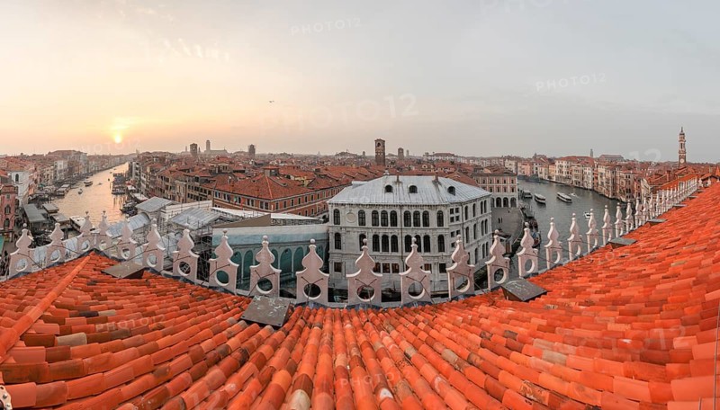 View of the Grand Canal from the Fondaco dei Tedeschi Terrace, Venice, Veneto, Italy