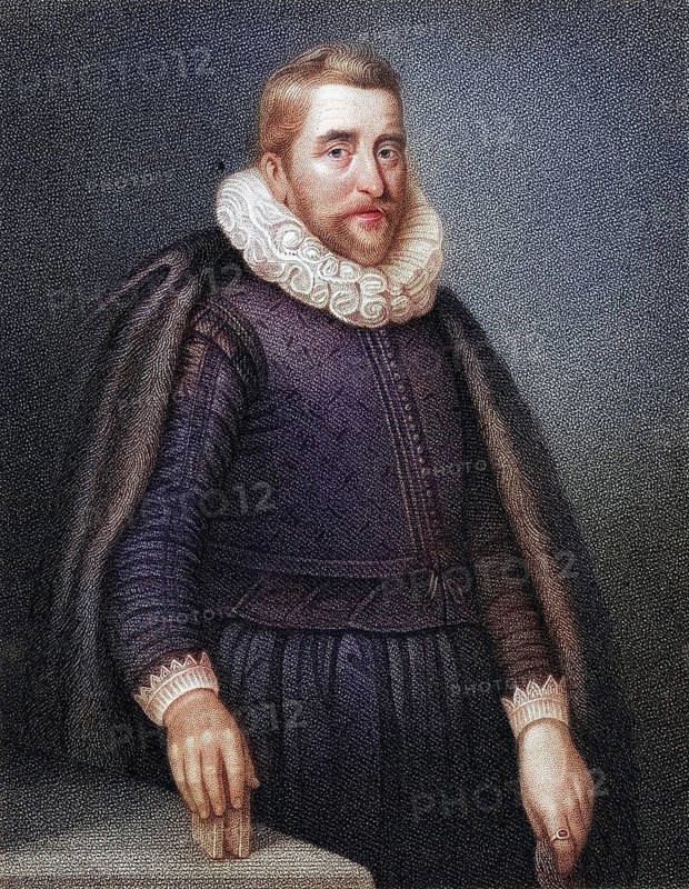 Sir Henry Wotton 1568-1639, English poet and diplomat. From the book Lodges British Portraits, published in 1823, Historic, digitally restored reproduction from a 19th century original, Record date not stated