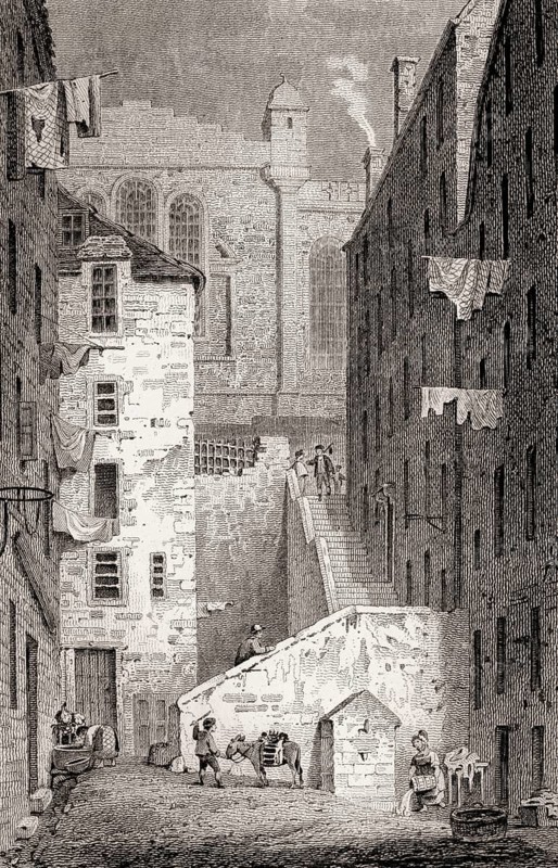 Parliament house, from the Cowgate, Edinburgh, Scotland, 19th century, Views in Edinburgh by J. & H. S. Storer
