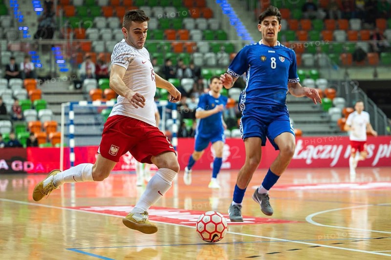 LUBIN, POLAND - MARCH 12, 2025: Futsal match European Championship qualifiers Poland - Moldova 3:0. In action Sebastian Szadurski