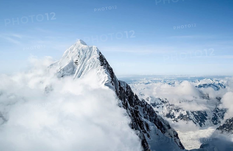 Aerial view, Extreme Ridge of Mount Huntington, 3731 m, Alaska Range, Alaska, USA