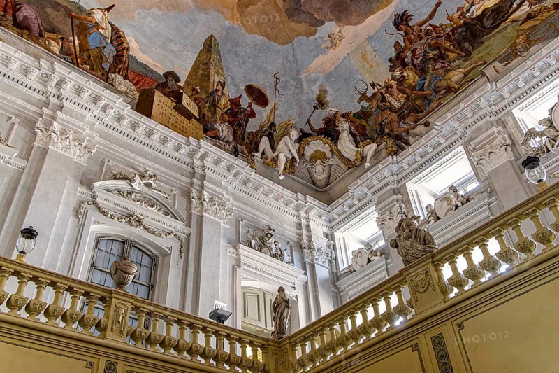 Interior design and exhibition rooms in the Würzburg Residence, imposing 18th century palace with frescoes, paintings and valuable works of art, Würzburg, Bavaria, Germany