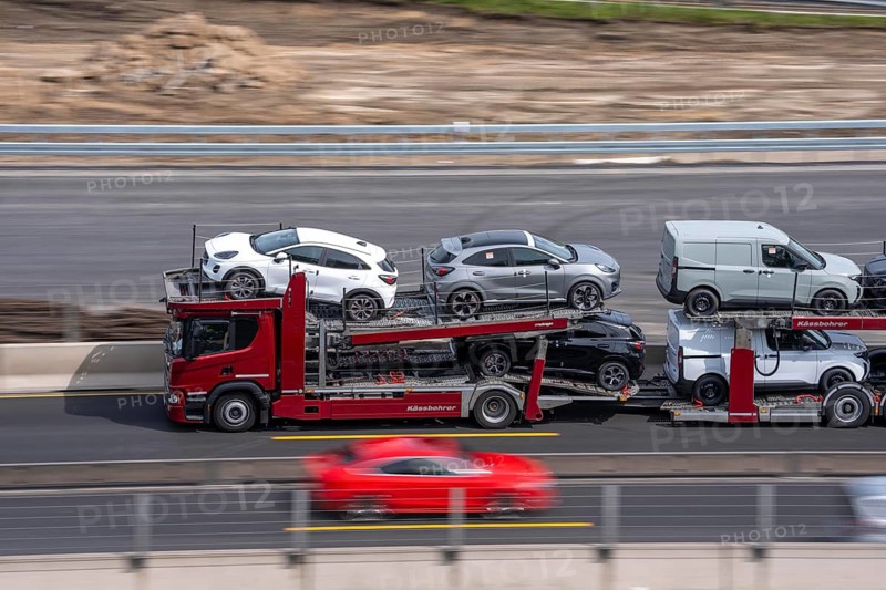 Car transporters, vehicles are being transported, A3 motorway, cars