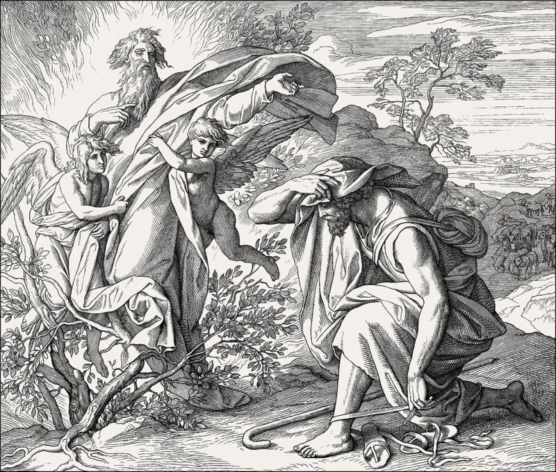 Burning Bush, Old Testament, by Julius Schnorr von Carolsfeld, 1860
