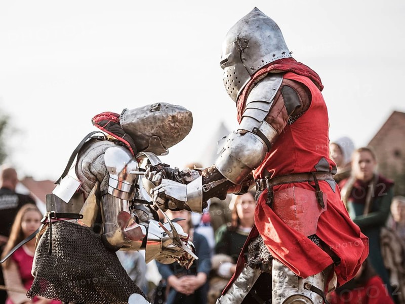 LUBIAZ, POLAND - AUGUST 25, 2018: Monastery Siege - historical staging. Knights tournament