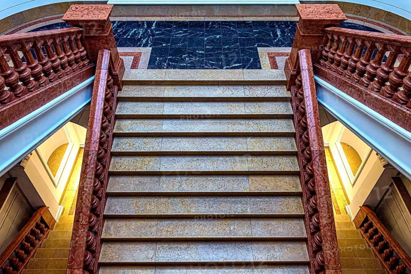 Restored staircase, interior design in the Museum of Communication on Leipziger Straße in Berlin Mitte, Classicism, Berlin, Germany