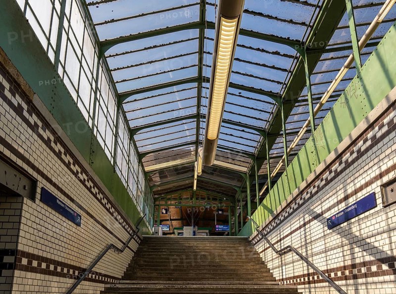 Stairs to the S-Bahn platforms at Lichterfelde West station, Berlin, Germany