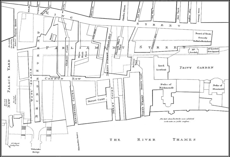 Map of Westminster, London, England, 1740