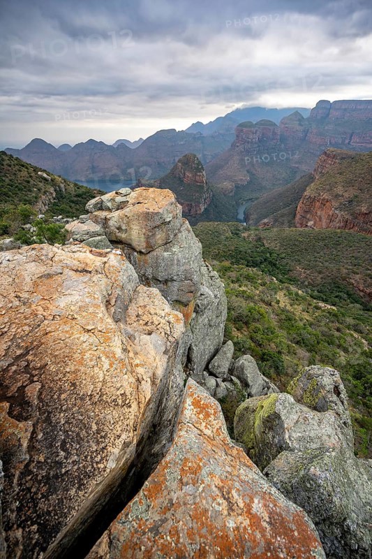 View of Blyde River Canyon with Mesa Mountains, Upper Viewpoint, canyon landscape, Panorama Route, Mpumalanga, South Africa