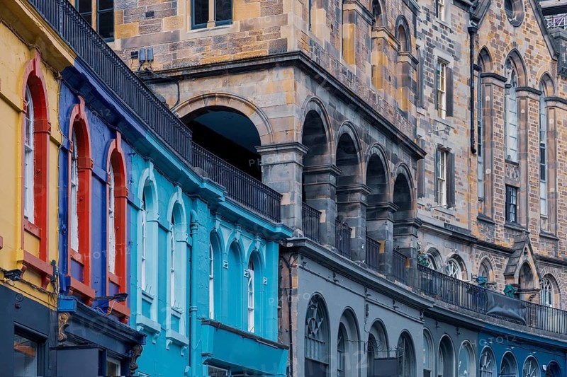 England. Edinburgh, the capital of Scotland. Victoria street in historic city center Old Town