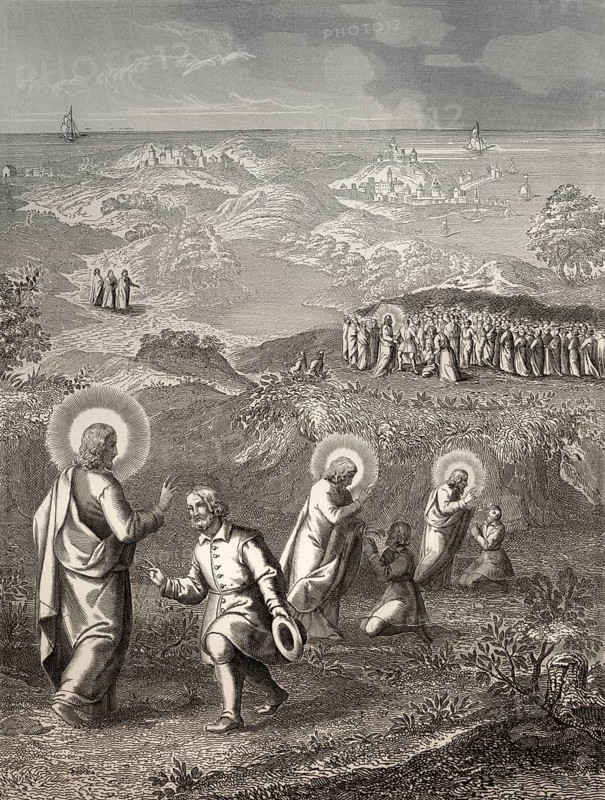 Jesus heals a deaf and mute man, New Testament, steel engraving 1853, digitally restored